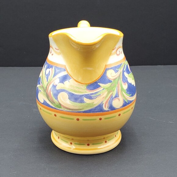 Pfaltzgraff Villa della Luna Creamer Gold Blue Green Floral Creamer - Picture 3 of 7